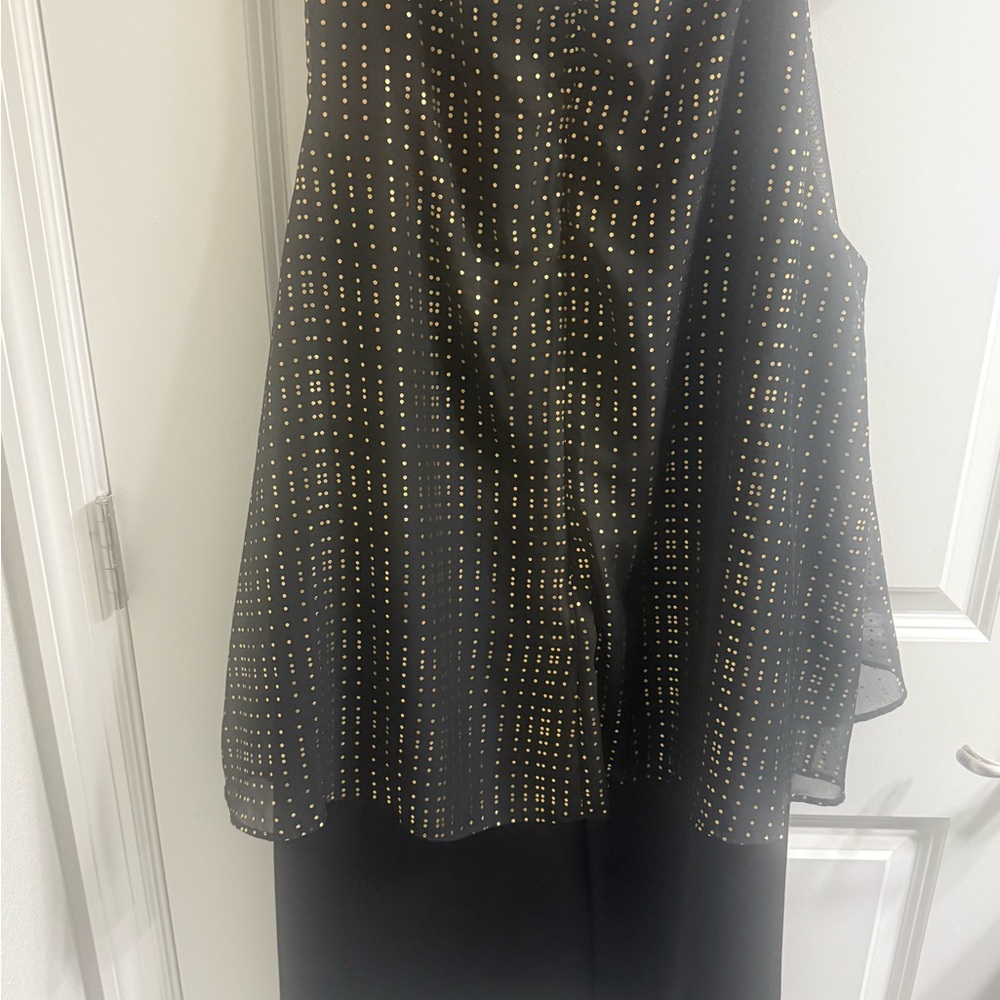 Black Sleeveless Studded Dress with Gold Dot Detail - Picture 3 of 5